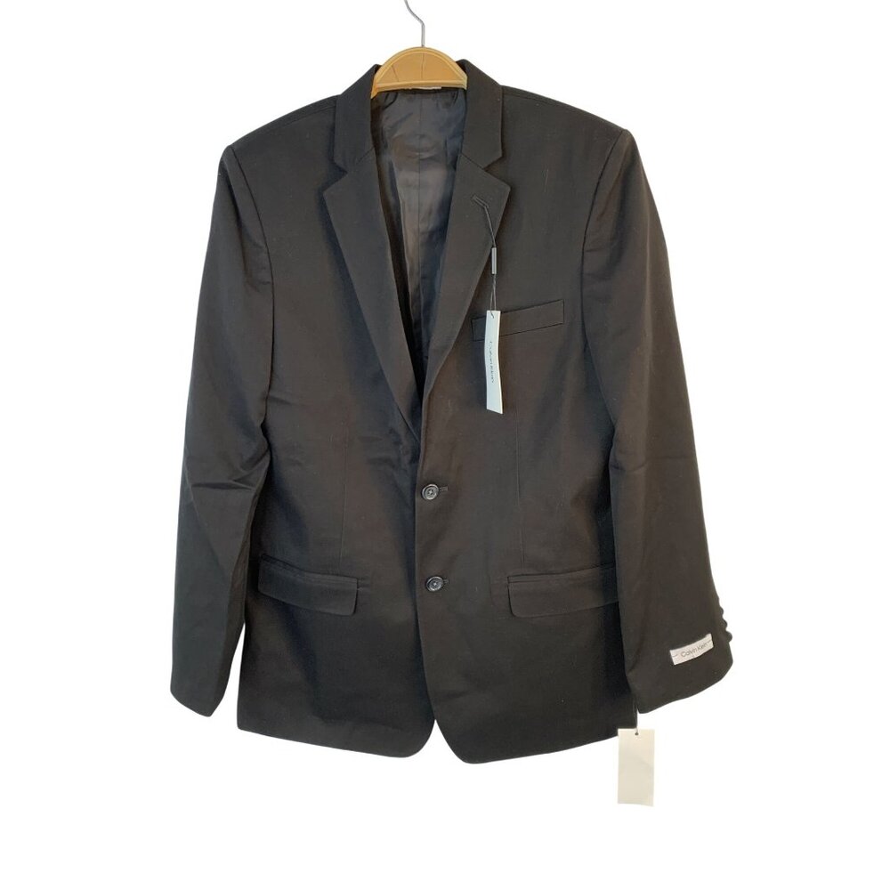 Calvin Klein Youth Boys Black Two-Button Suit Jacket Size 18R Polyester Blend